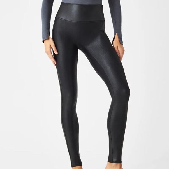 Spanx Black Faux Leather Leggings Womens Sz XL - Picture 5 of 11